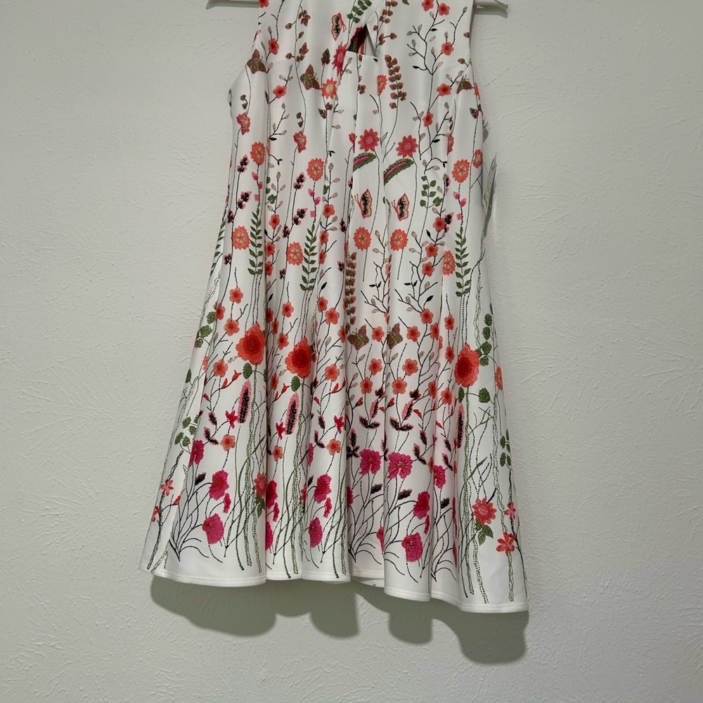 Gabby Skye Red and White Pleated Sundress Halter Wedding Guest
